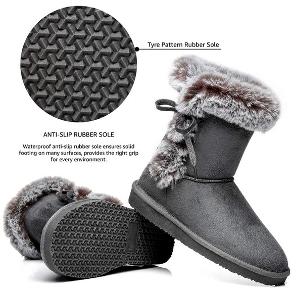 HStylish Women's Classic Mid-Calf Warm Boots Size 6 - Picture 11 of 12